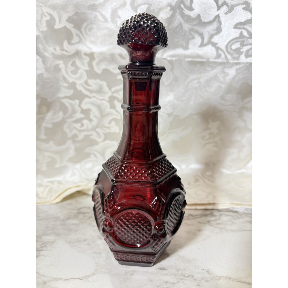 9.5" Ruby Red Avon 1876 Cape Cod Decanter & Stopper (3392)